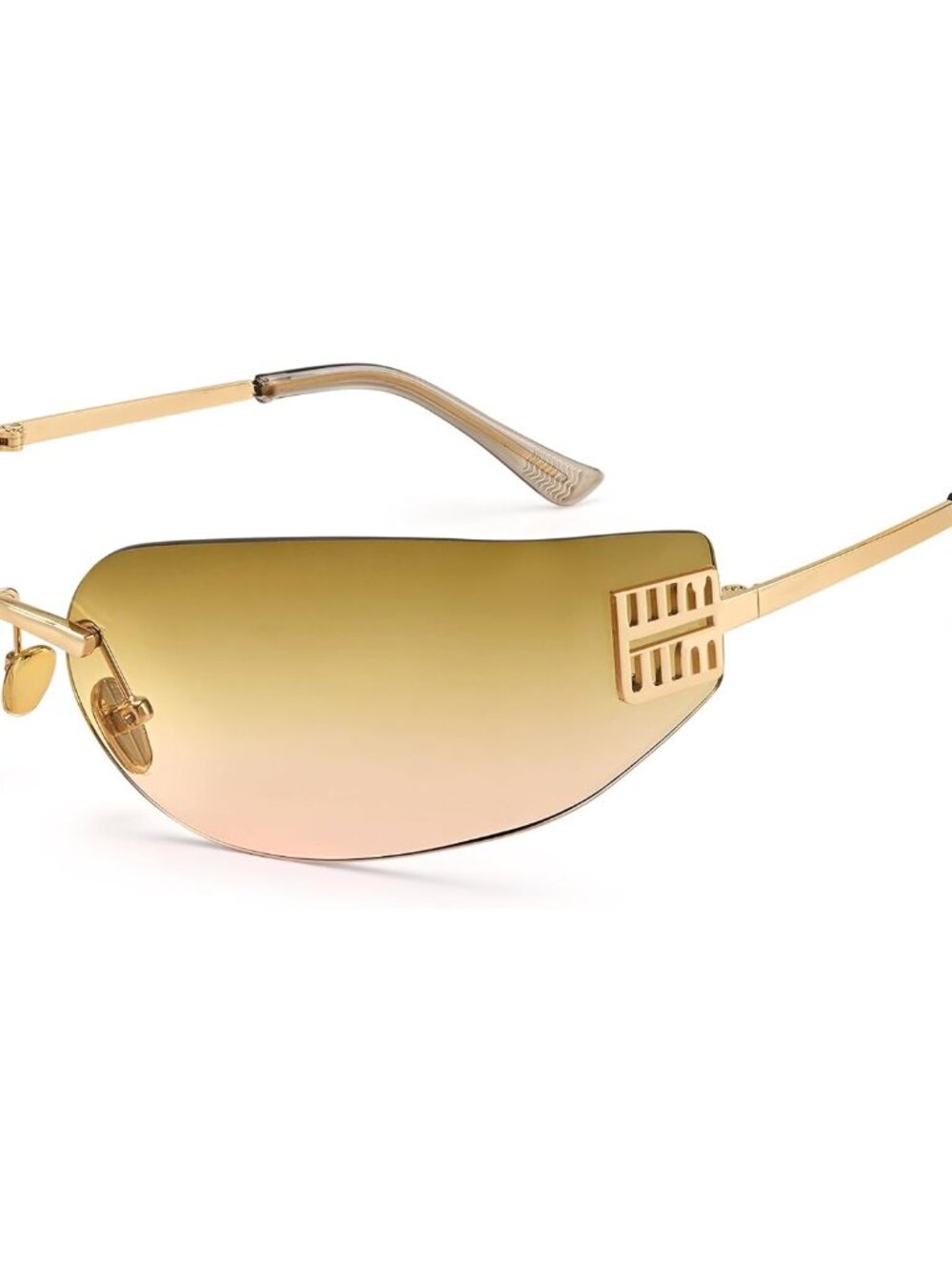 Trendy Rimless Wraparound Sunglasses for Women - Perfect for Festivals & Parties